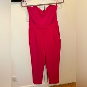 Hot pink strapless jumpsuit from Express.